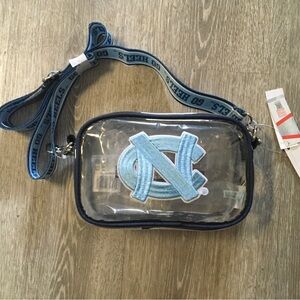 UNC Clear Crossbody Bag with Blue Strap